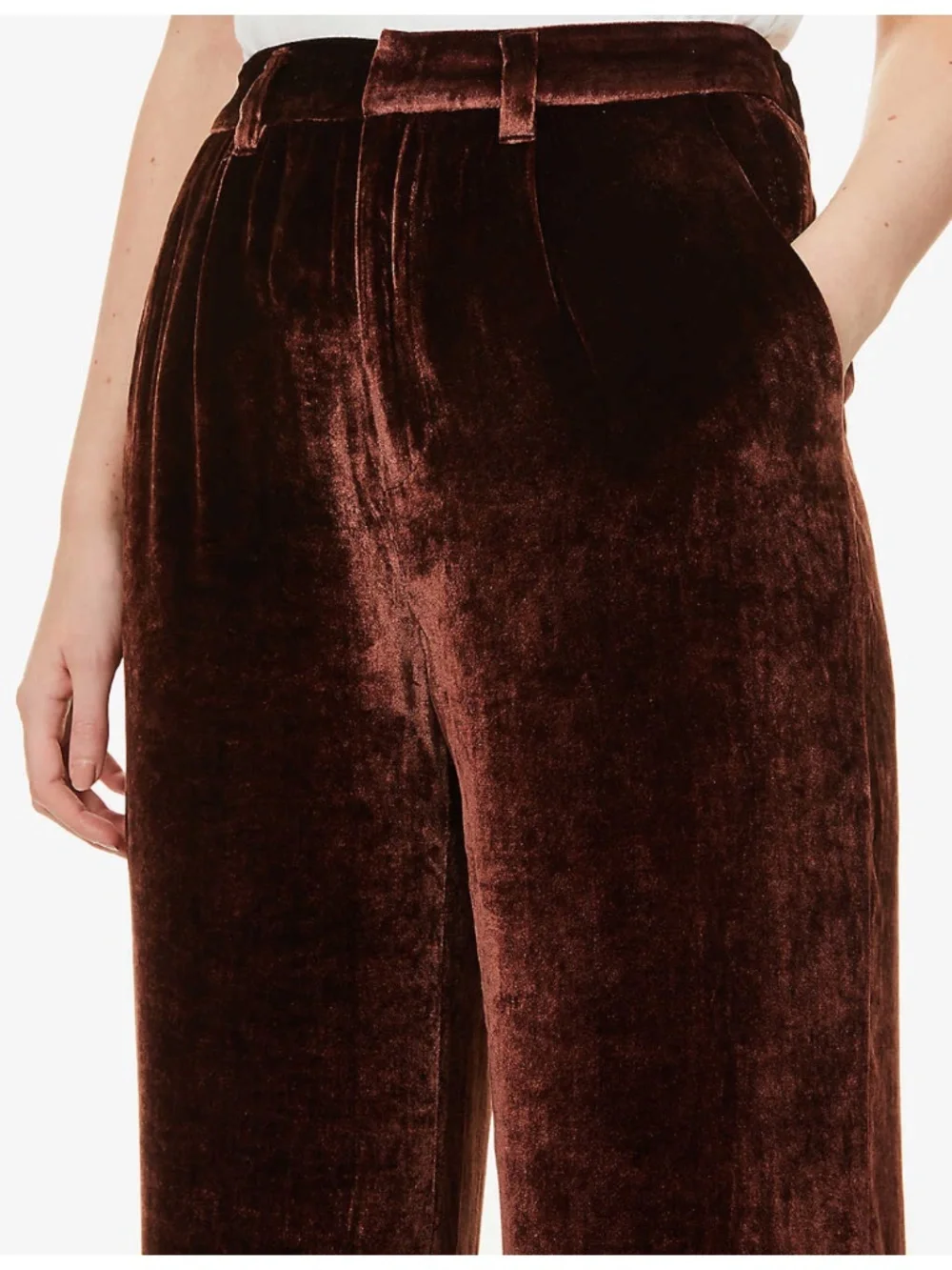 NEW Reformation Wes Velvet Pant Chestnut 2